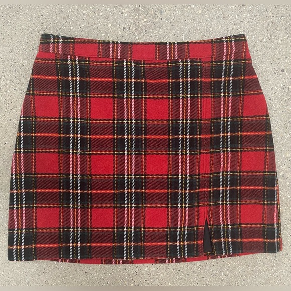 Hollister Ultra High-rise Wool Plaid Flannel mini Skirt size large - Picture 1 of 9